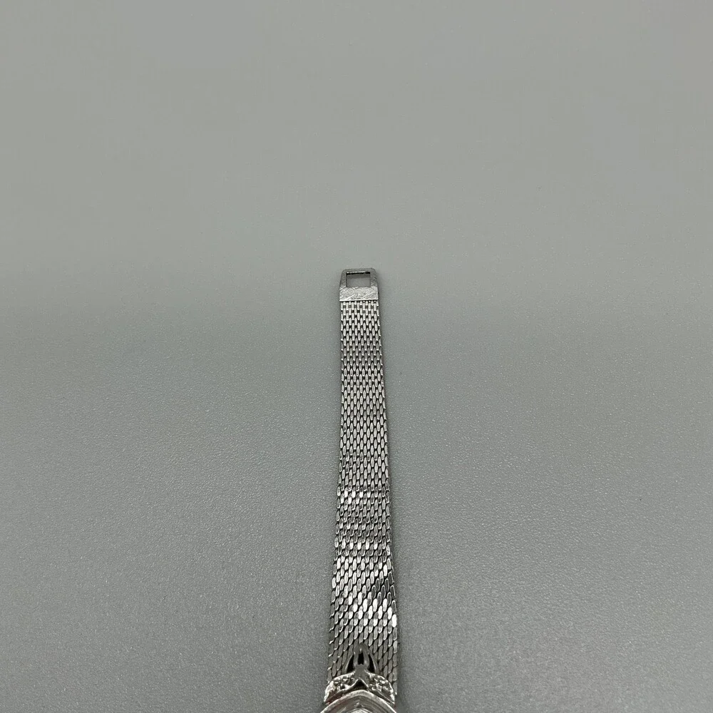 Vintage Elgin Womens Watch 16mm Silver Dial Mesh Band Manual Wind 10K RGP